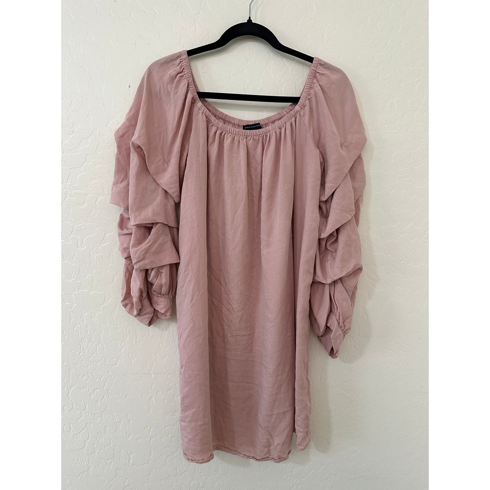 American Eagle Pink Ruffle Tiered Sleeve Top M Boho Peasant Romantic Feminine